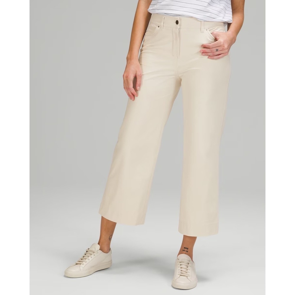 Lululemon Womens City Sleek 5 Pocket Wide Leg Pant Light Beige Bone High Rise 30